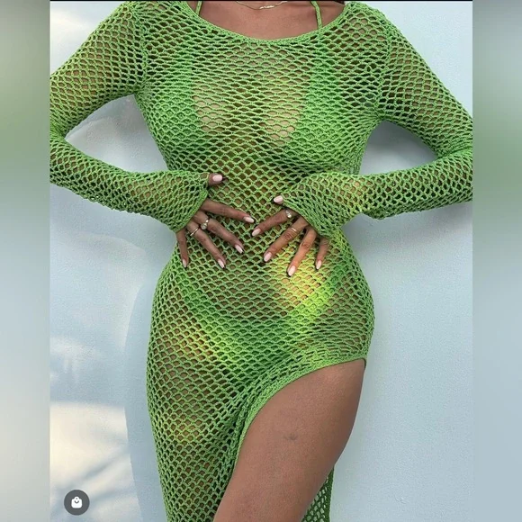 Ibiza Dress (cover up) by Shondel in Lime, size medium (as seen on celebrities) - Picture 4 of 13